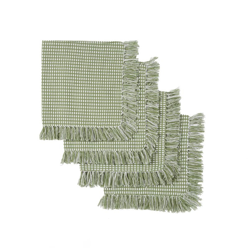 Homespun Check Cotton Napkins Set of 4 - Sage