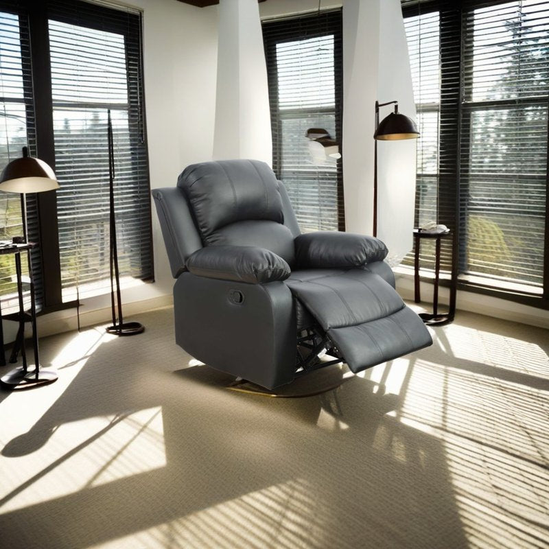 Recycled Leather Recliner Chair - Comfortable Lounge Seat, Black