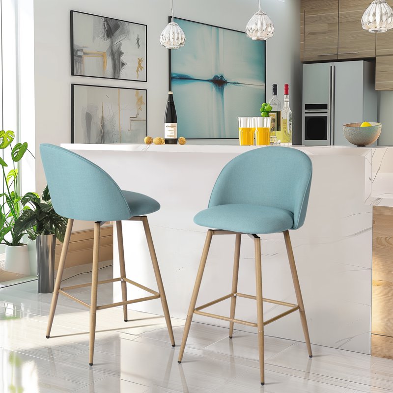 26" Swivel Counter Height Bar Stools Set of 2 - Lake Blue
