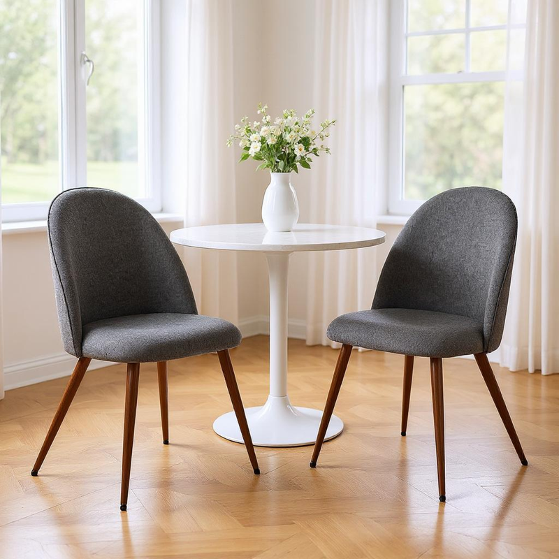 Upholstered Dining Chair Set of 2 for Small Spaces - Gray