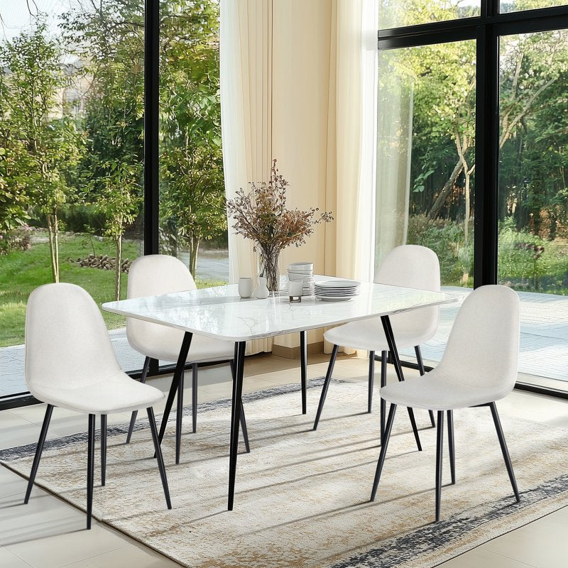 Modern Upholstered Dining Chairs Set of 4 - Beige Fabric