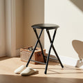 Folding Stool with Round Seat and Black Metal Frame - 1 Pack