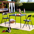 3-Piece Folding Dining Set with 33.9in Square Table & 2 Chairs - Black