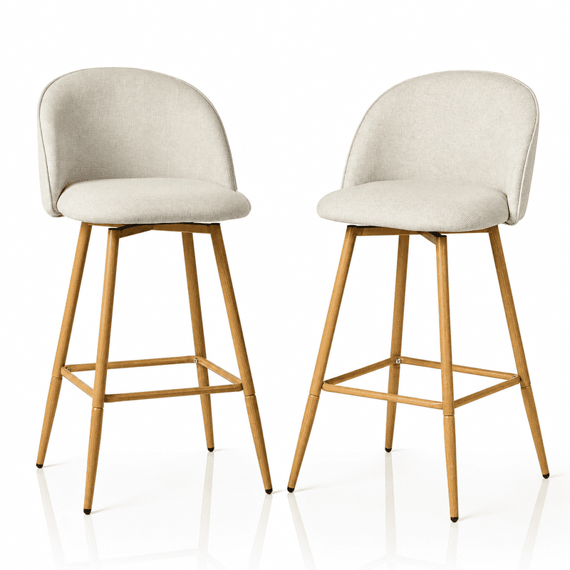 26" Swivel Counter Height Bar Stools Set of 2 - Cream Beige