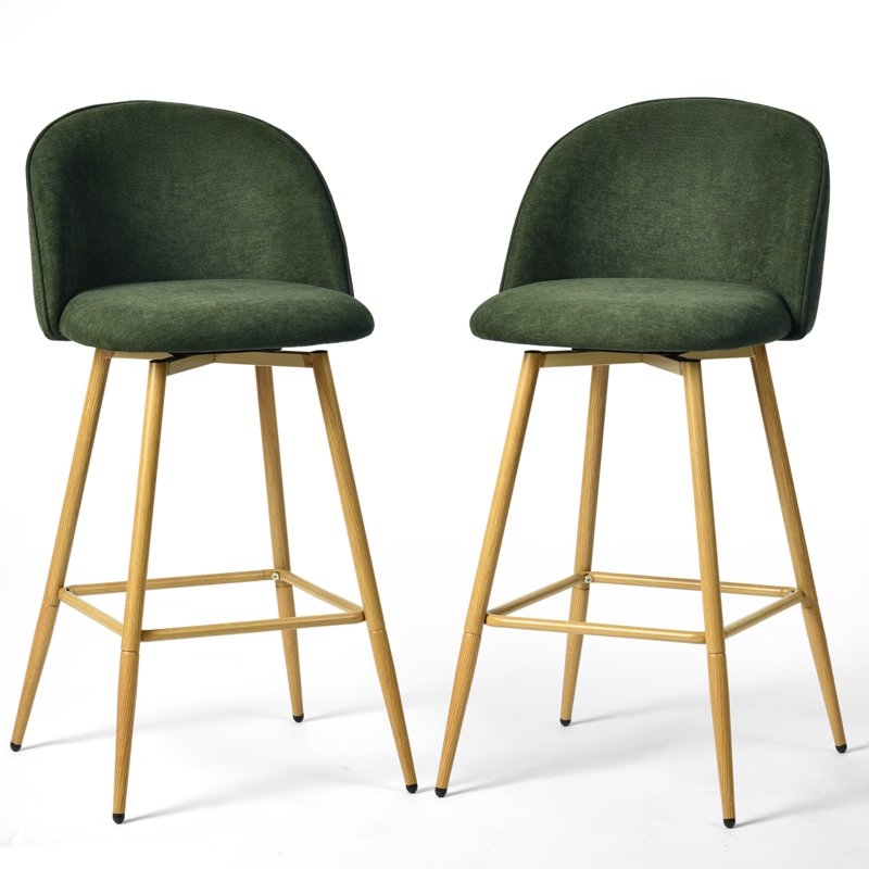 26" Swivel Counter Height Bar Stools - Set of 2, Forest Green