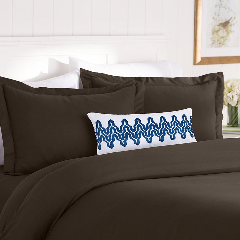 Twin Duvet Cover Set - Chocolate Brown Microfiber Bed Linen - 2 Piece