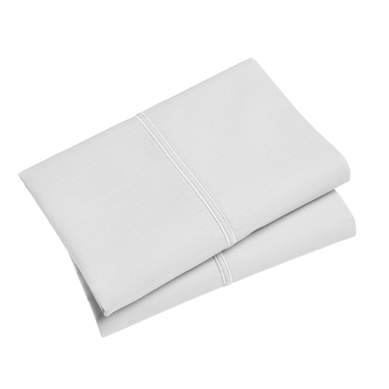 Platinum Silver Hotel Style 300 Thread Count Pillowcases with Silver Hem - Standard/Queen, 2 Pack