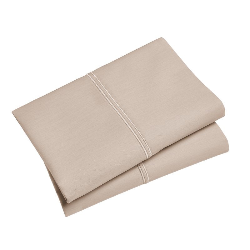 Wild Mushroom Hotel Style 300 Thread Count Taupe Pillowcases with Hem - Standard/Queen, 2 Pack