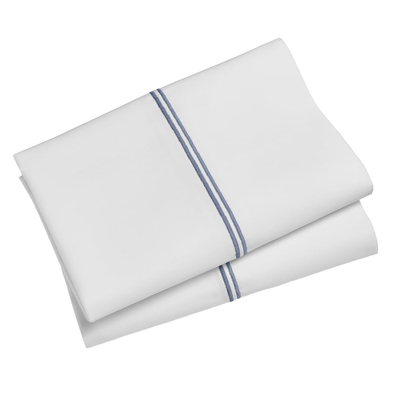 King Pillowcases - Gypsum/Washed Indigo 300 Thread Count Pima Cotton Percale Set - Hotel Style