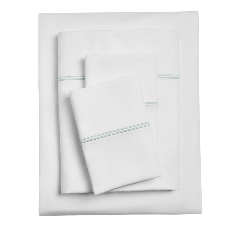 King Bed Sheet Set - Gypsum/SS Duck Egg 4-Piece Pima Cotton, Hotel Style