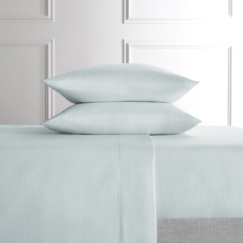Full Blue Lyocell Linen Blend Bed Sheet Set - Hotel Style 4-Piece, Crisp & Breathable