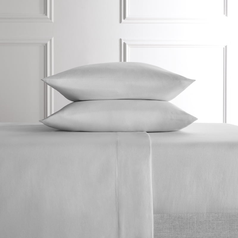 Hotel Style 4-Piece Gray Lyocell & Linen Blend Percale Bed Sheet Set - King