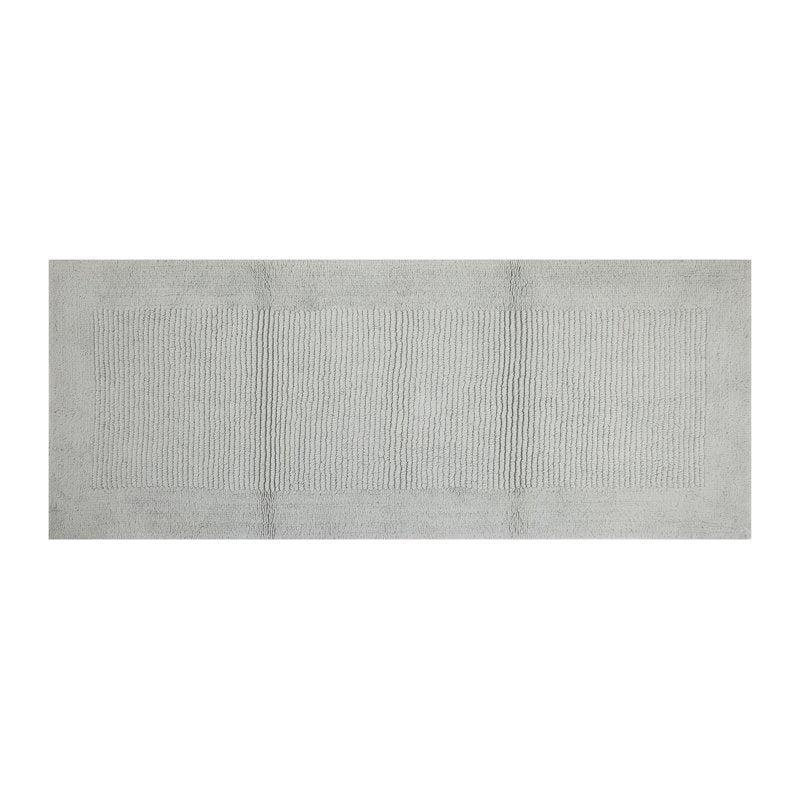 Hotel Style Silver Egyptian Cotton Bath Runner 24 x 60 Inches - Non-Skid Bathroom Rug