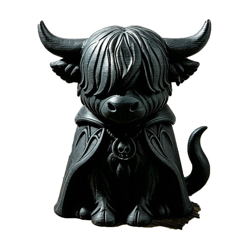 Halloween Gothic Cow Figurine - Black Cloak Highland Decor, 24# Variation