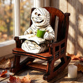 Mini Halloween Mummy Resin Figurine on Wooden Rocking Chair - Spooky Fall Decor - Variation 3#Halloween Figurine