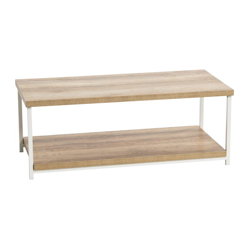 Modern Rustic Coffee Table with Storage Shelf - Coastal Oak
