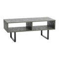 Modern Coffee Table with Rectangular Storage Compartments - Rustic Slate Finish