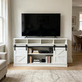 Farmhouse Sliding Barn Door TV Stand - Adjustable Shelves, Fits 65" TVs