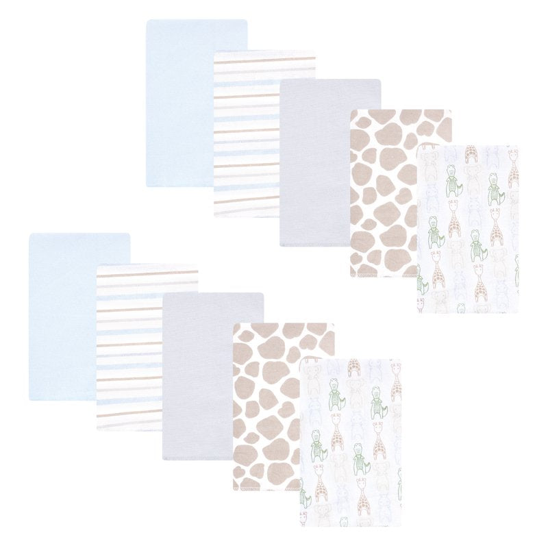 Burp Cloths for Babies - Cotton Poly Flannel 10-Pack - Modern Safari Friends