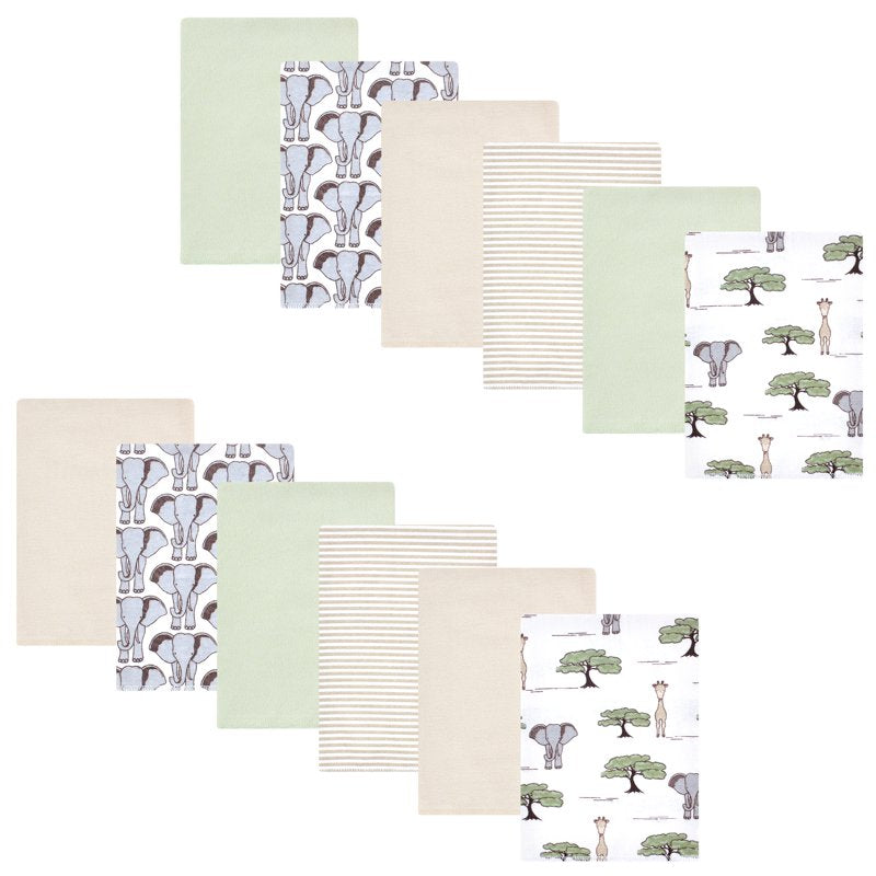 Flannel Burp Cloths Bundle - Wild Safari Adventures 12-Pack