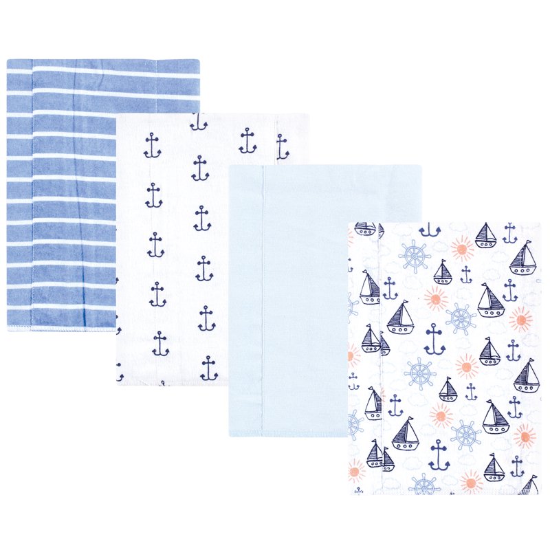 Flannel Burp Cloths for Babies - Sunshine and Sailboats 4-Pack