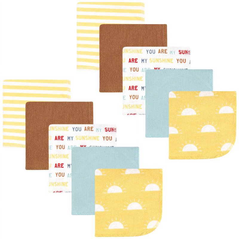 Baby Washcloths 10-Pack - Soft Cotton-Poly Flannel for Feeding & Bath