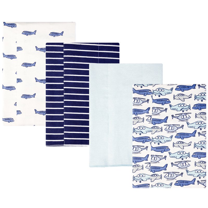 Flannel Burp Cloths Set - Born To Fly 4-Pack, One Size