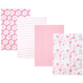 Flannel Burp Cloths for Baby - Pink Daisies 4-Pack, One Size
