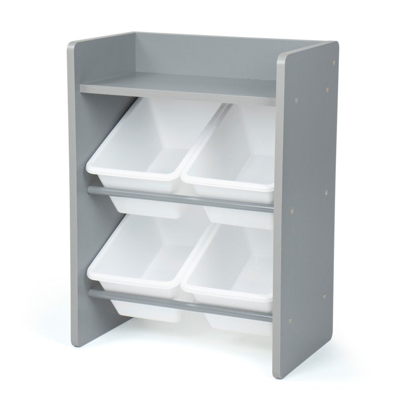 Humble Crew Inspire Storage Organizer with 4 Plastic Bins - Grey & White