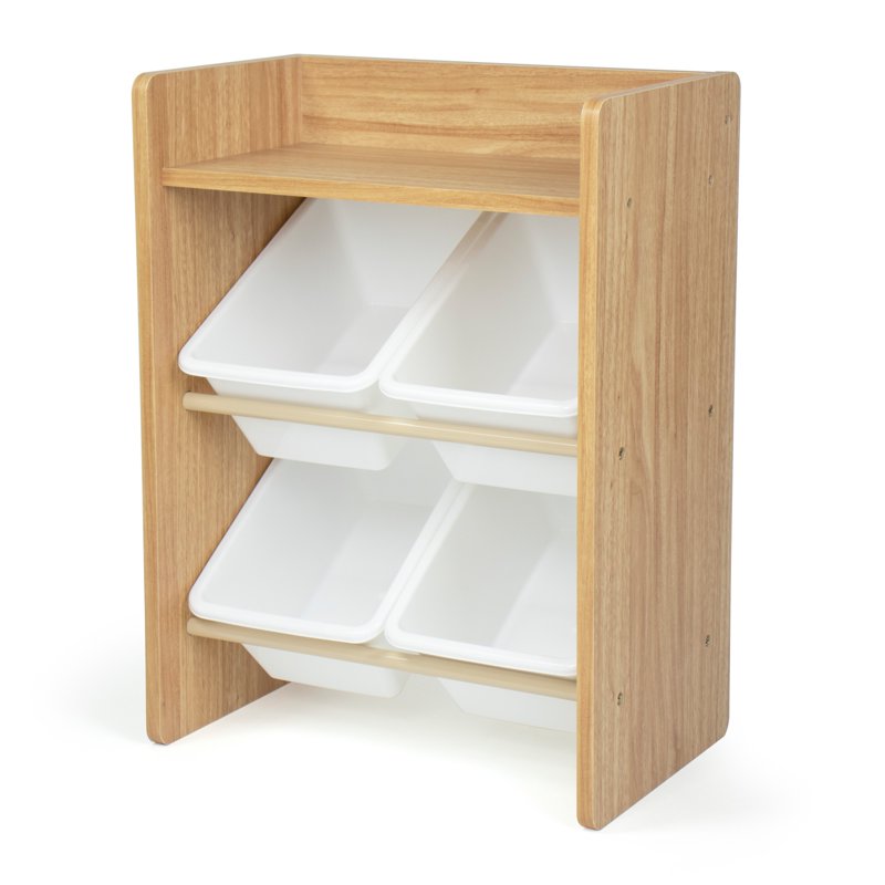 Humble Crew Journey Storage Organizer with 4 Plastic Bins - Natural & White