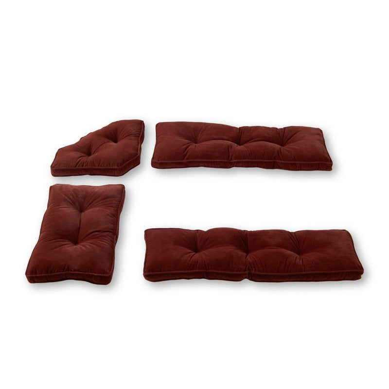 Microfiber Kitchen Nook Cushion Set - Solid Burgundy - 4-Piece