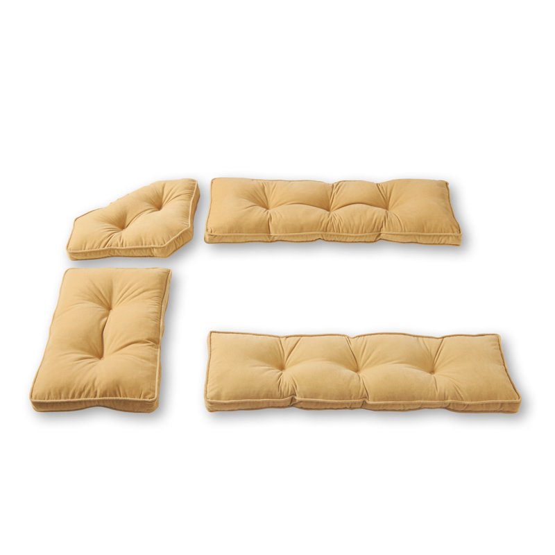 Hyatt 4-Piece Buttercream Microfiber Kitchen Nook Cushion Set