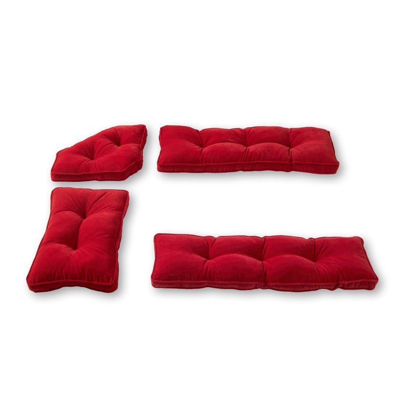 Hyatt 4-Piece Scarlet Microfiber Kitchen Nook Cushion Set