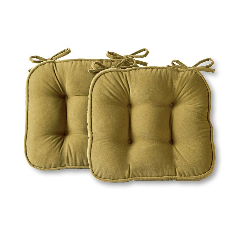 Hyatt Microfiber Indoor Tufted Chair Cushion Set - Moss (2-Pack)