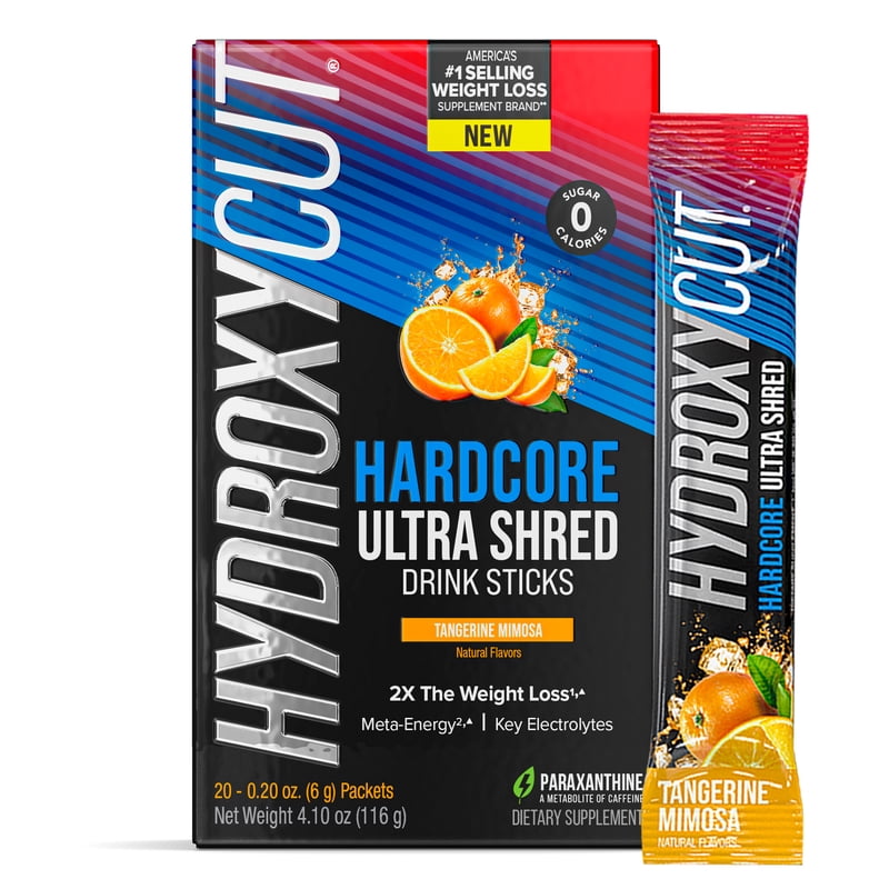 Weight Loss Drink Mix - Hydroxycut Hardcore Ultra Shred, 20 Sticks - Tangerine Mimosa