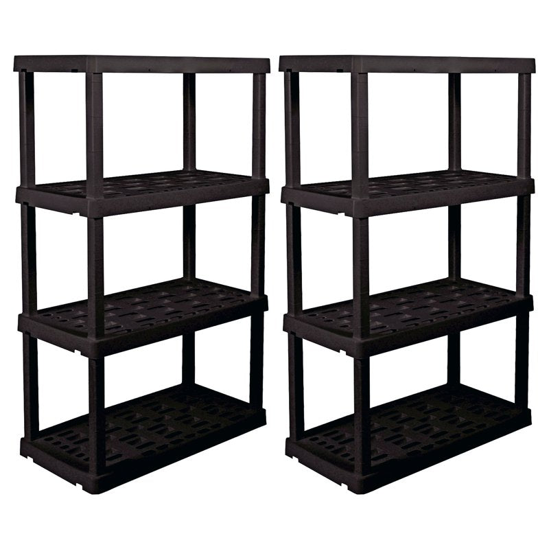Heavy Duty Garage Shelving Unit 4-Tier 56H x 18D x 36W Black 2-Pack
