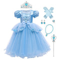 Girls Princess Halloween Costume Dress with Accessories - Blue, 4-5 Years