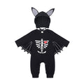 Baby Bat Costume with Wings & Hoodie for First Halloween - Black Skull Heart, 18-24 Months