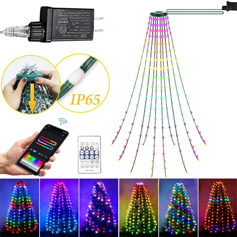 200 LED Christmas Tree String Lights Waterfall Decor with App Control - Waterproof Multi-Mode