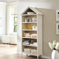 Tall White Bathroom Storage Cabinet - 75.9-Inch Freestanding Arch Cabinet with Adjustable Shelves - Engineered Wood