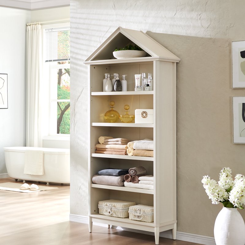 Tall White Bathroom Storage Cabinet - 75.9-Inch Freestanding Arch Cabinet with Adjustable Shelves - Engineered Wood