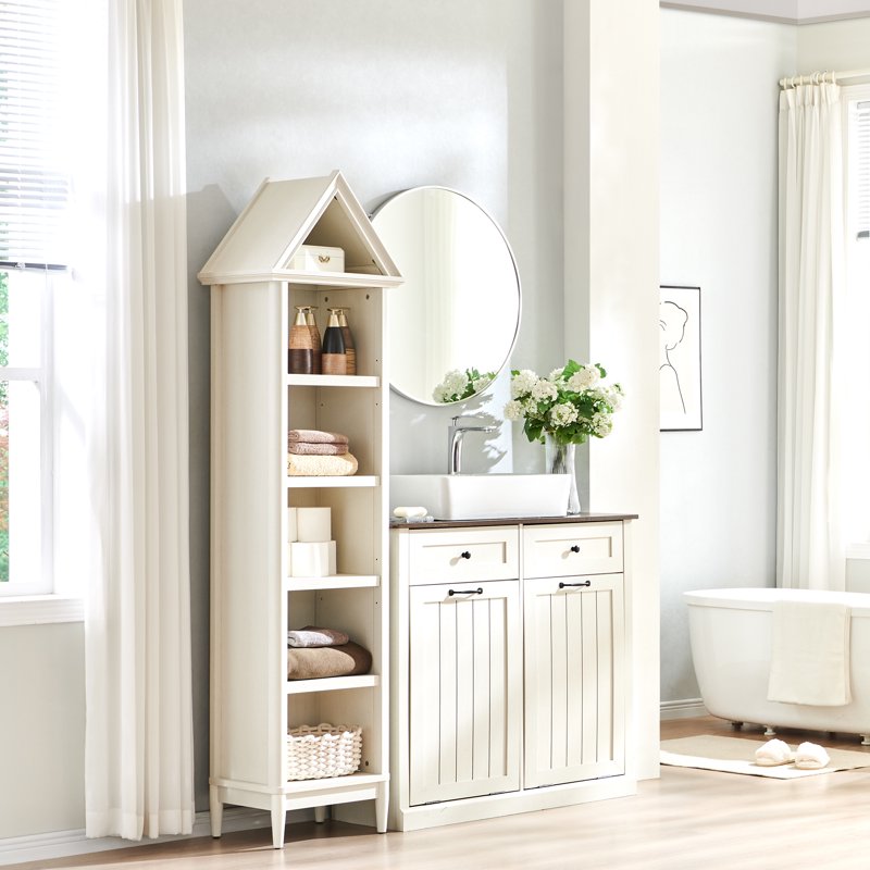 Tall Bathroom Storage Cabinet - 75.9 Inch Freestanding Wooden Cabinet with Adjustable Shelves - Engineered Wood, White