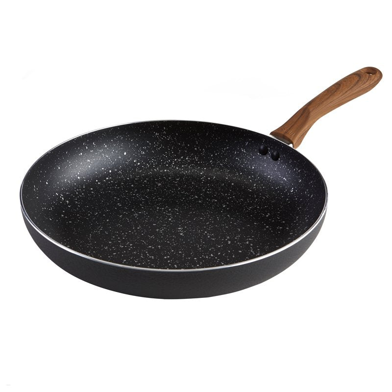 9.5-Inch Black Stone Aluminum Nonstick Fry Pan with Wood Handle