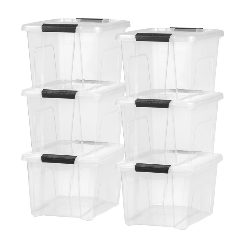 20 Qt Plastic Storage Bins with Lids - Stackable Totes, 6 Pack