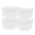 IRIS 25 Qt Clear Storage Box 4 Pack - Stackable Plastic Bin with Lid, Model 24.5 Qt