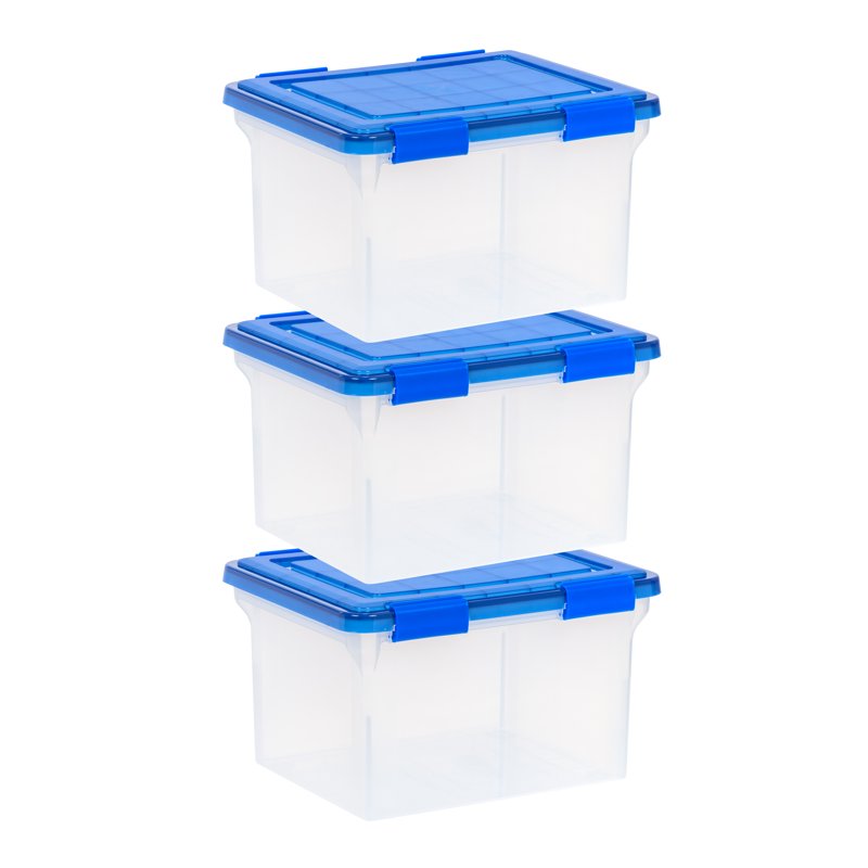 IRIS Letter & Legal Size File Storage Box 3 Pack - Airtight, Stackable