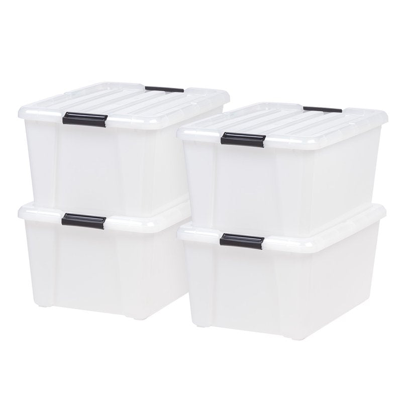 Stackable Plastic Storage Bins with Lids - 45 Qt, 4 Pack