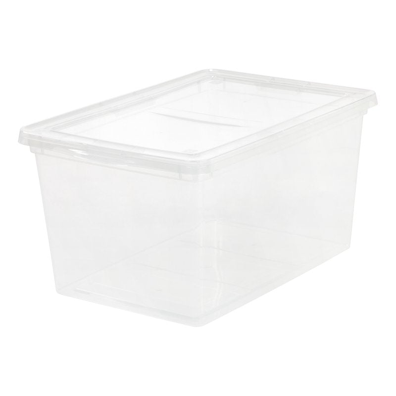 IRIS 58 Qt Plastic Storage Bin Tote with Latching Lid - Clear, Stackable