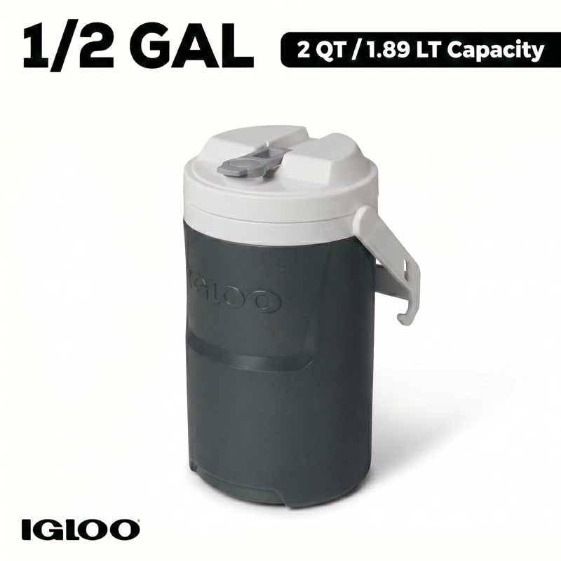 1/2 Gallon Insulated Sports Beverage Jug with Hooks - Charcoal Gray