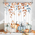 Ikfashoni Fall Halloween Shower Curtain with Hooks - Pumpkin Leaves Waterproof 72x72 inches - Fall 4